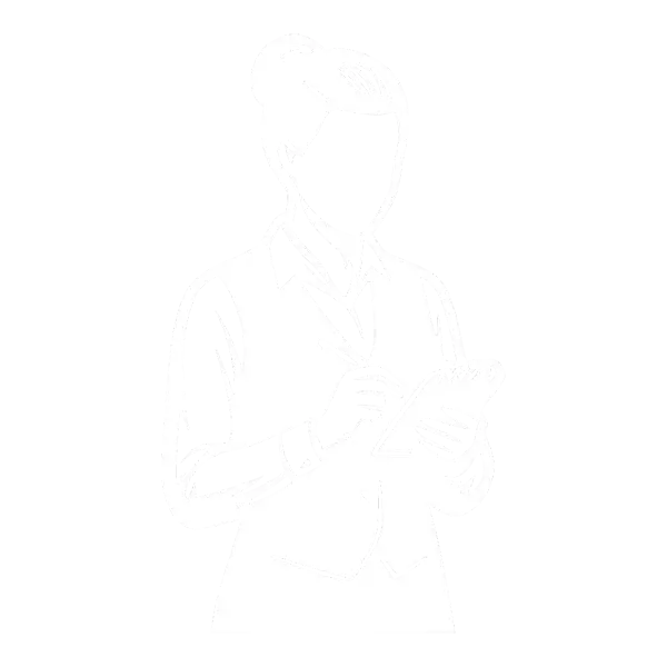 chalk drawing of waitress with notepad - friendly hometown service in Decatur, IL